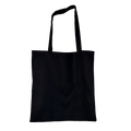 Totebag negra de 38 cm hecha de loneta 100% algodón, sin impresión, mostrada sobre fondo transparente